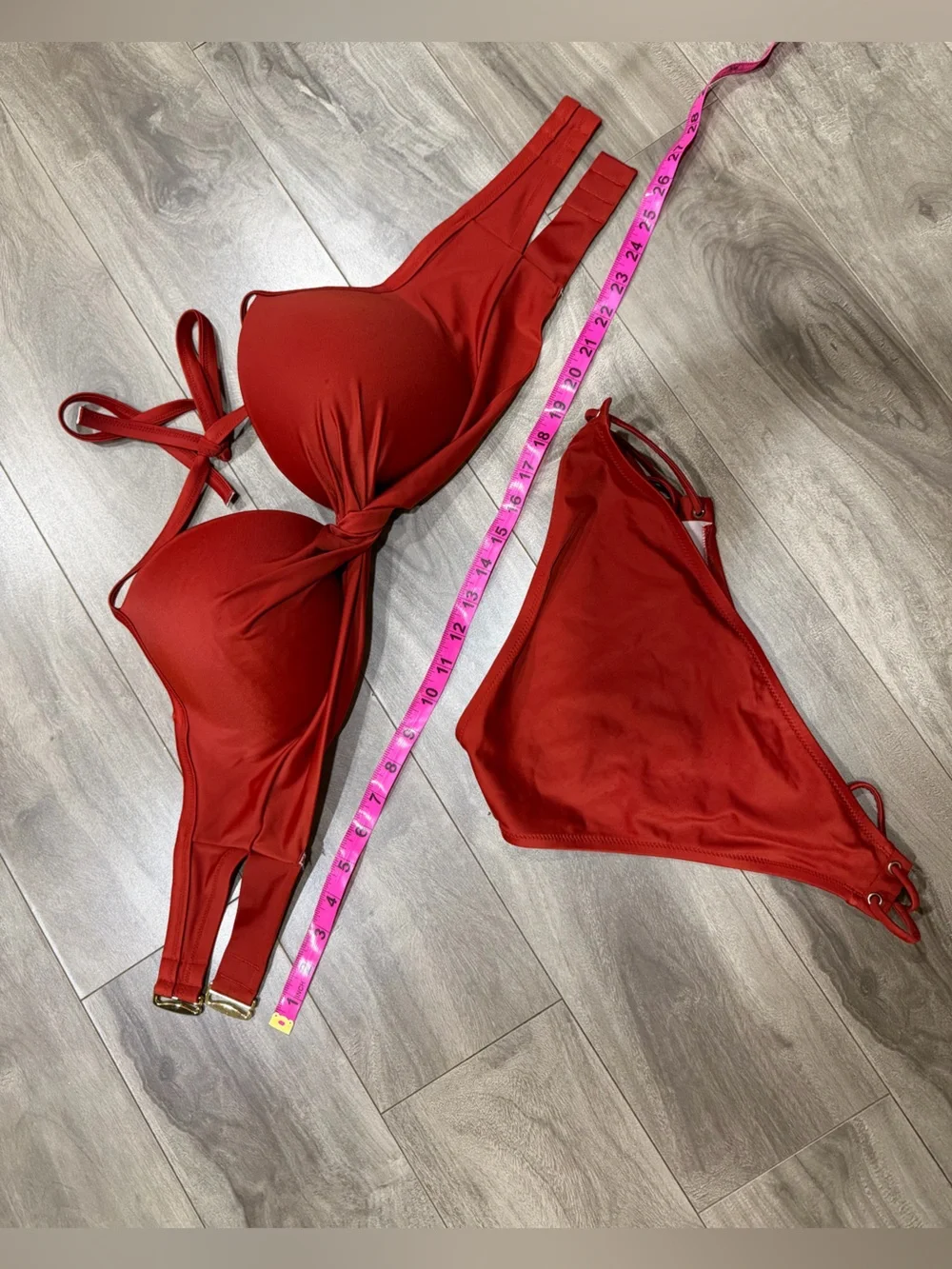 Shade & Shore Red Twist Push-Up Bikini Set